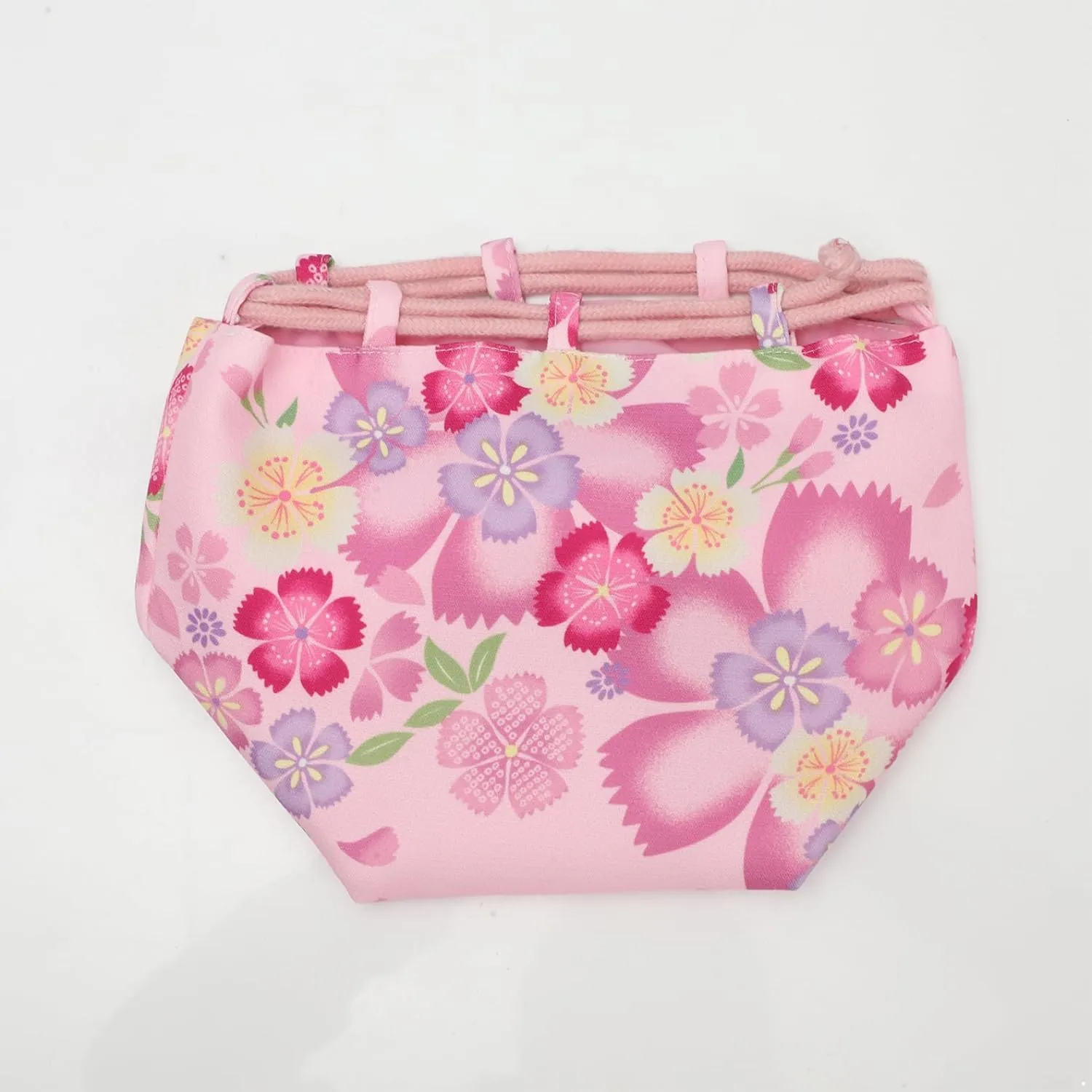 Japanese Style Bucket Handbag Wrist Bag Harajuku Floral Print Drawstring Bag Jewelry Bag Wallet Pouch