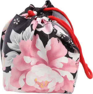 Japanese Style Bucket Handbag Wrist Bag Harajuku Floral Print Drawstring Bag Jewelry Bag Wallet Pouch