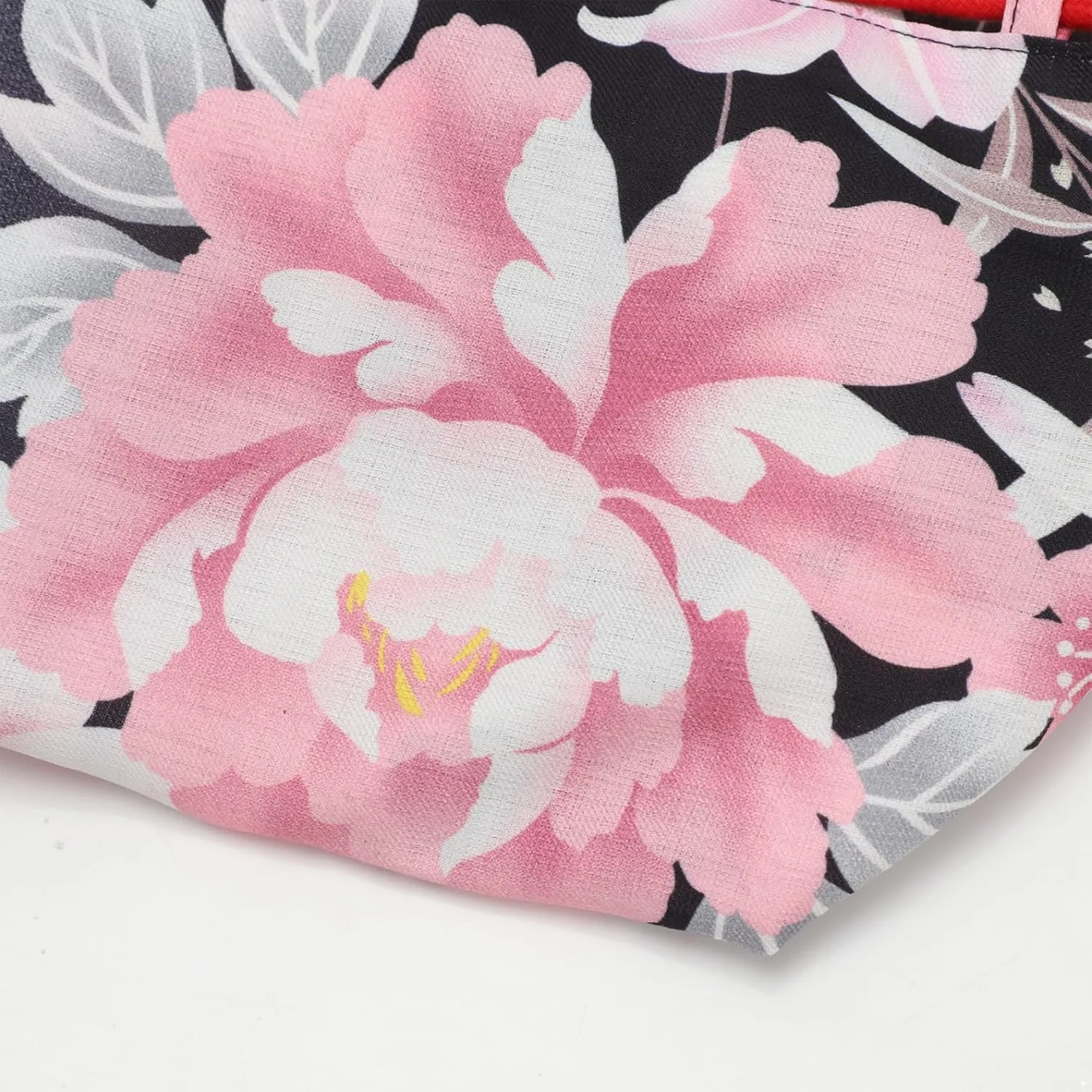 Japanese Style Bucket Handbag Wrist Bag Harajuku Floral Print Drawstring Bag Jewelry Bag Wallet Pouch