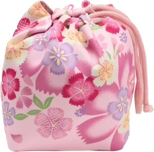 Japanese Style Bucket Handbag Wrist Bag Harajuku Floral Print Drawstring Bag Jewelry Bag Wallet Pouch