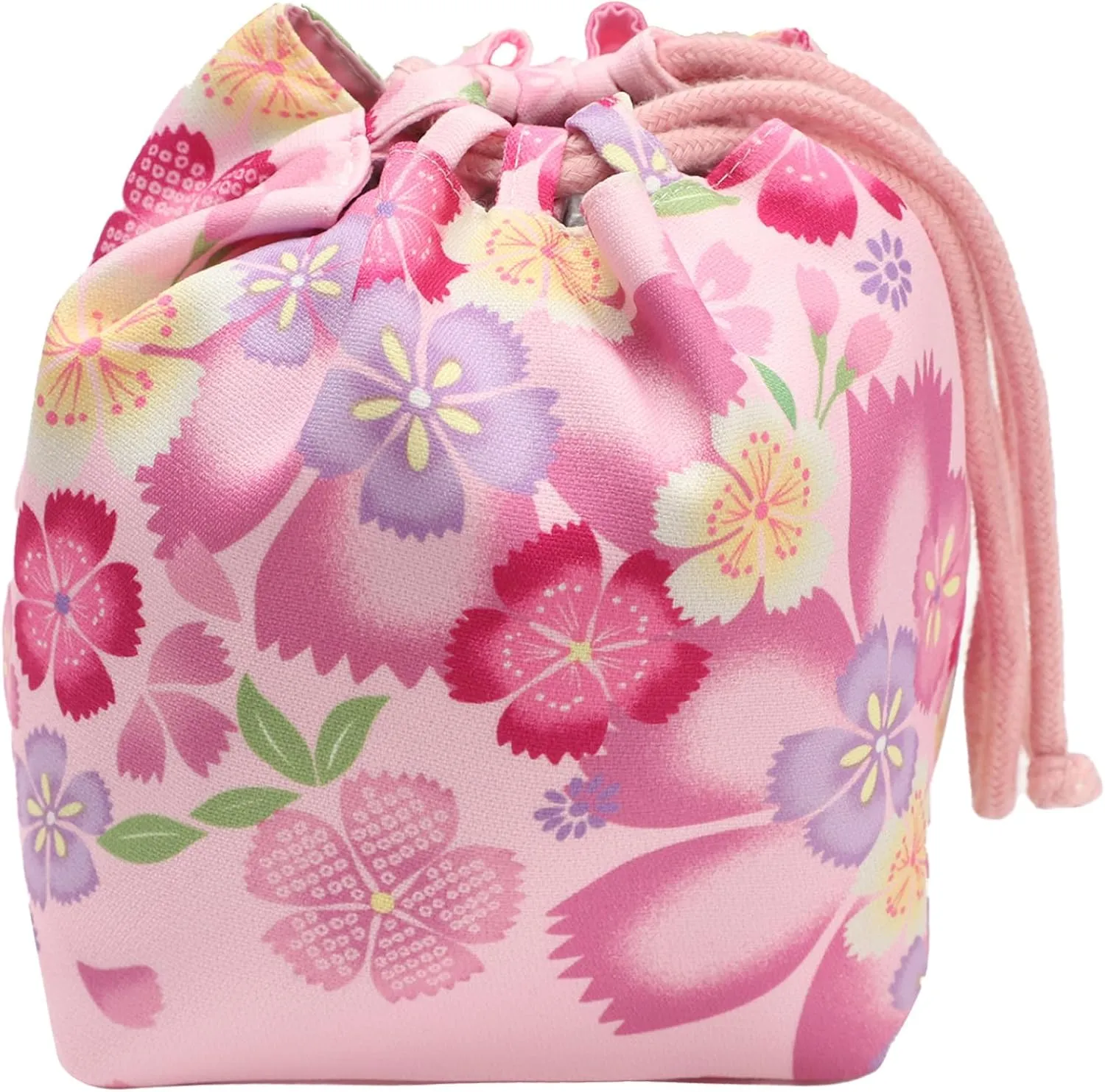 Japanese Style Bucket Handbag Wrist Bag Harajuku Floral Print Drawstring Bag Jewelry Bag Wallet Pouch