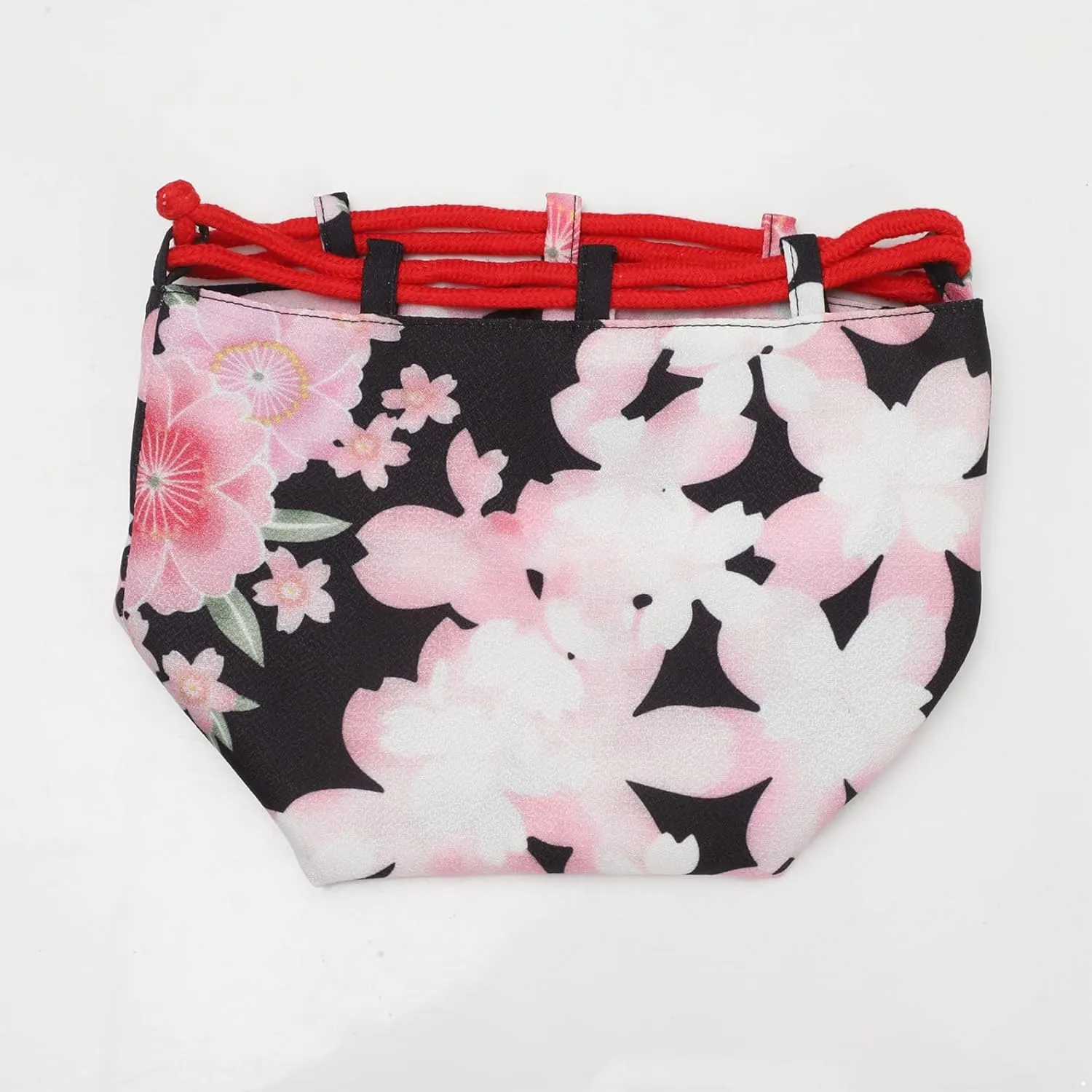 Japanese Style Bucket Handbag Wrist Bag Harajuku Floral Print Drawstring Bag Jewelry Bag Wallet Pouch