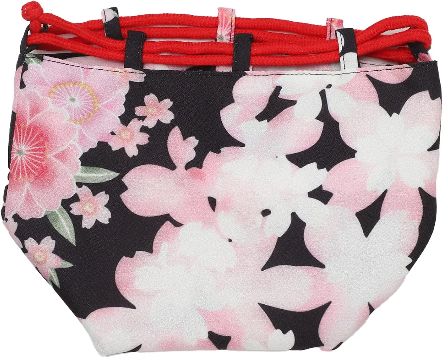 Japanese Style Bucket Handbag Wrist Bag Harajuku Floral Print Drawstring Bag Jewelry Bag Wallet Pouch