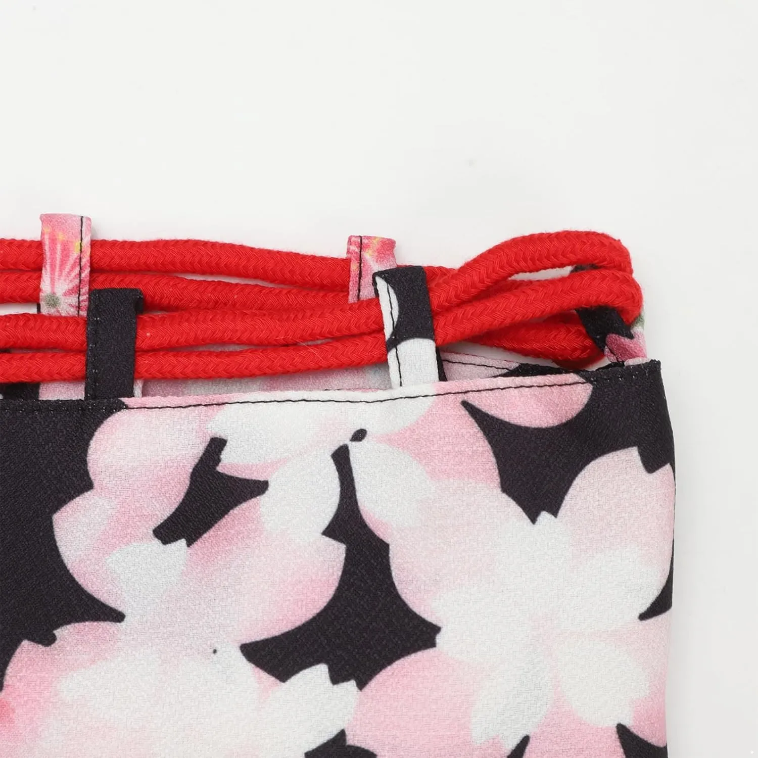 Japanese Style Bucket Handbag Wrist Bag Harajuku Floral Print Drawstring Bag Jewelry Bag Wallet Pouch