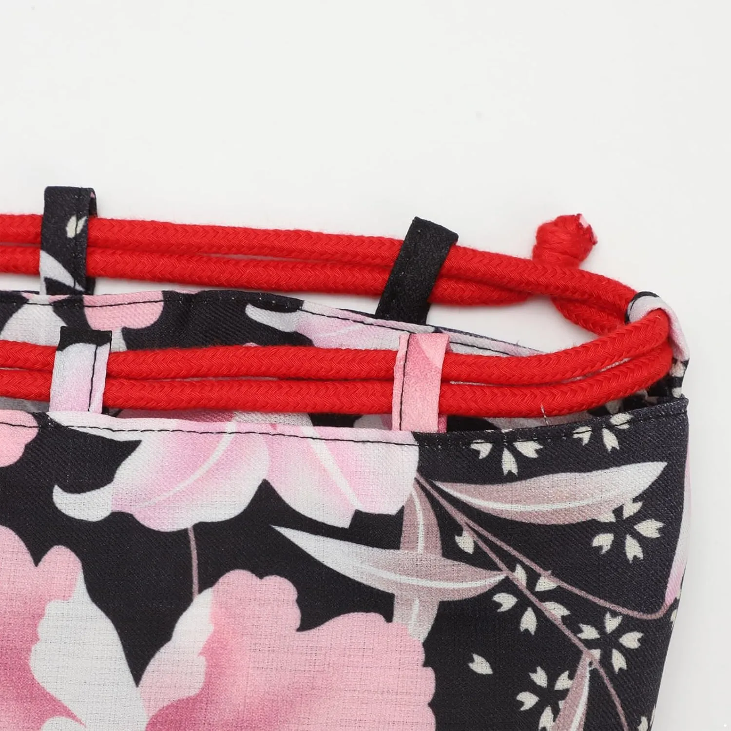 Japanese Style Bucket Handbag Wrist Bag Harajuku Floral Print Drawstring Bag Jewelry Bag Wallet Pouch