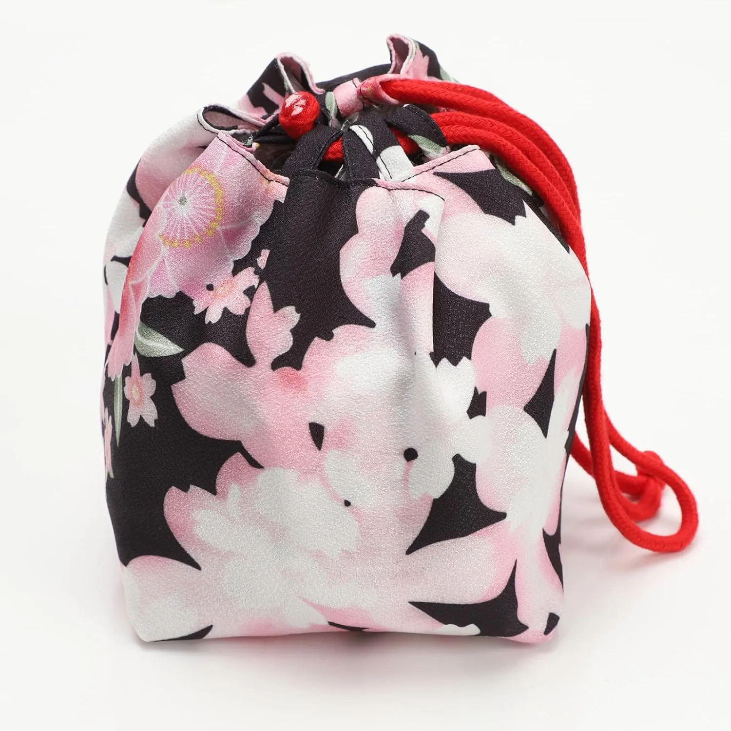 Japanese Style Bucket Handbag Wrist Bag Harajuku Floral Print Drawstring Bag Jewelry Bag Wallet Pouch