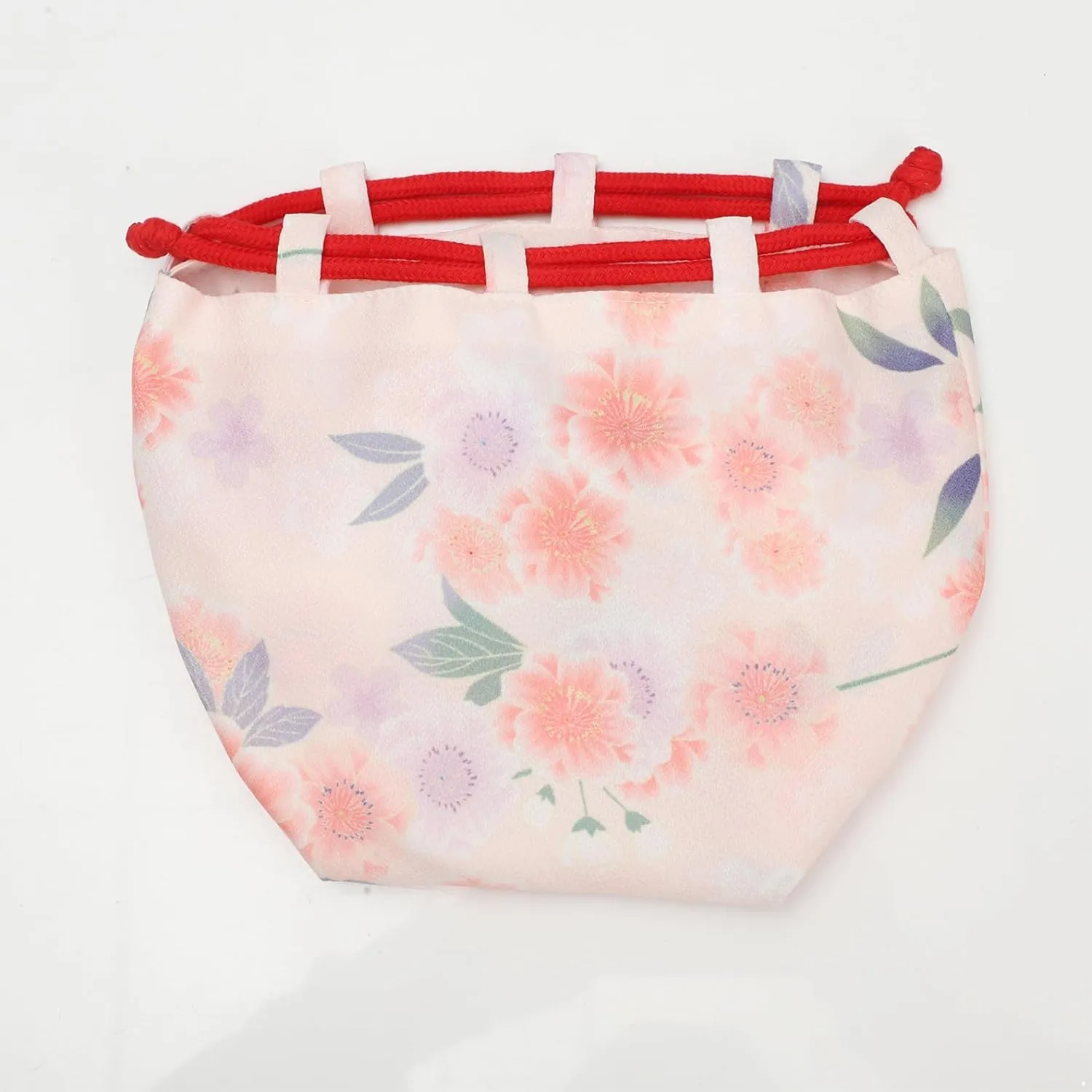 Japanese Style Bucket Handbag Wrist Bag Harajuku Floral Print Drawstring Bag Jewelry Bag Wallet Pouch