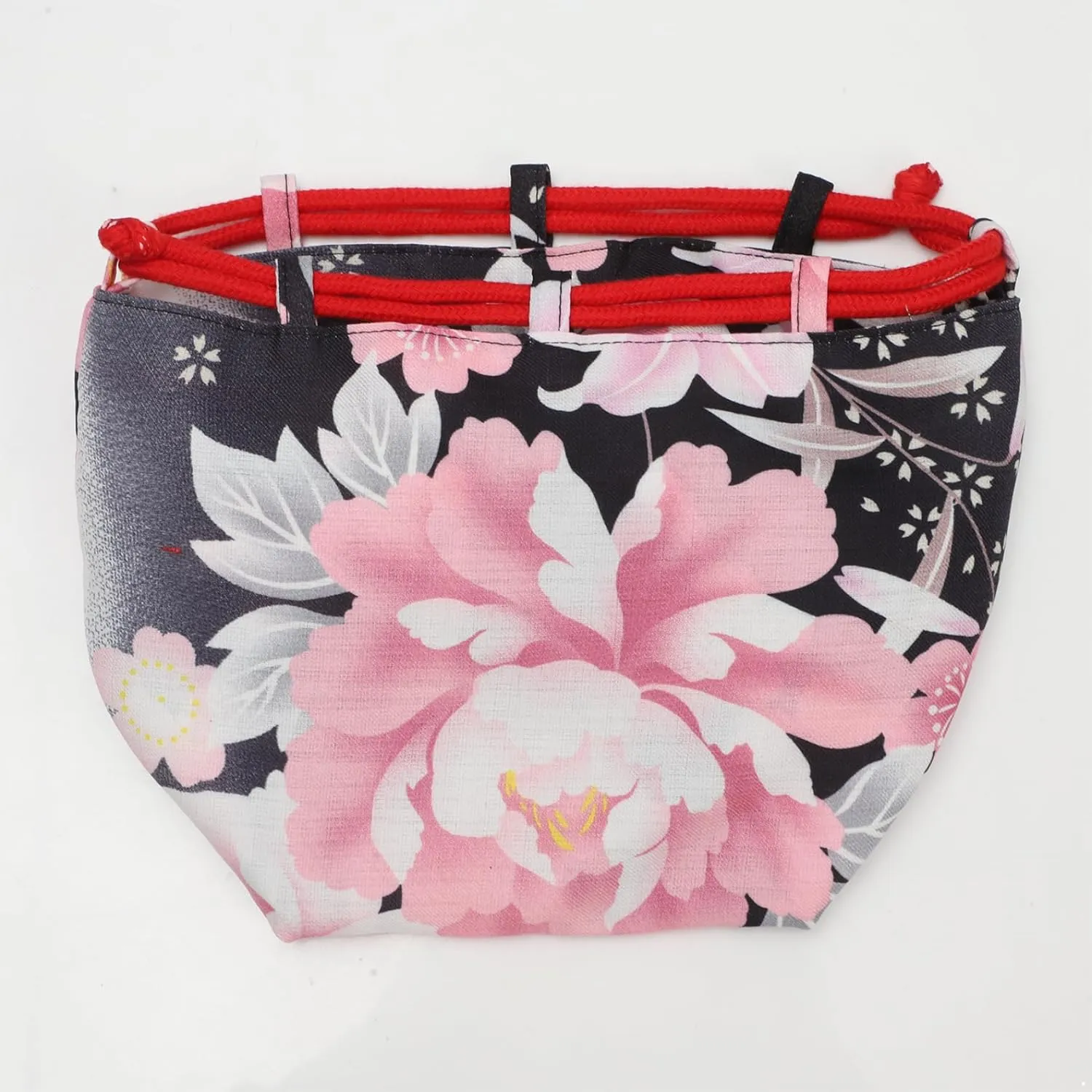 Japanese Style Bucket Handbag Wrist Bag Harajuku Floral Print Drawstring Bag Jewelry Bag Wallet Pouch