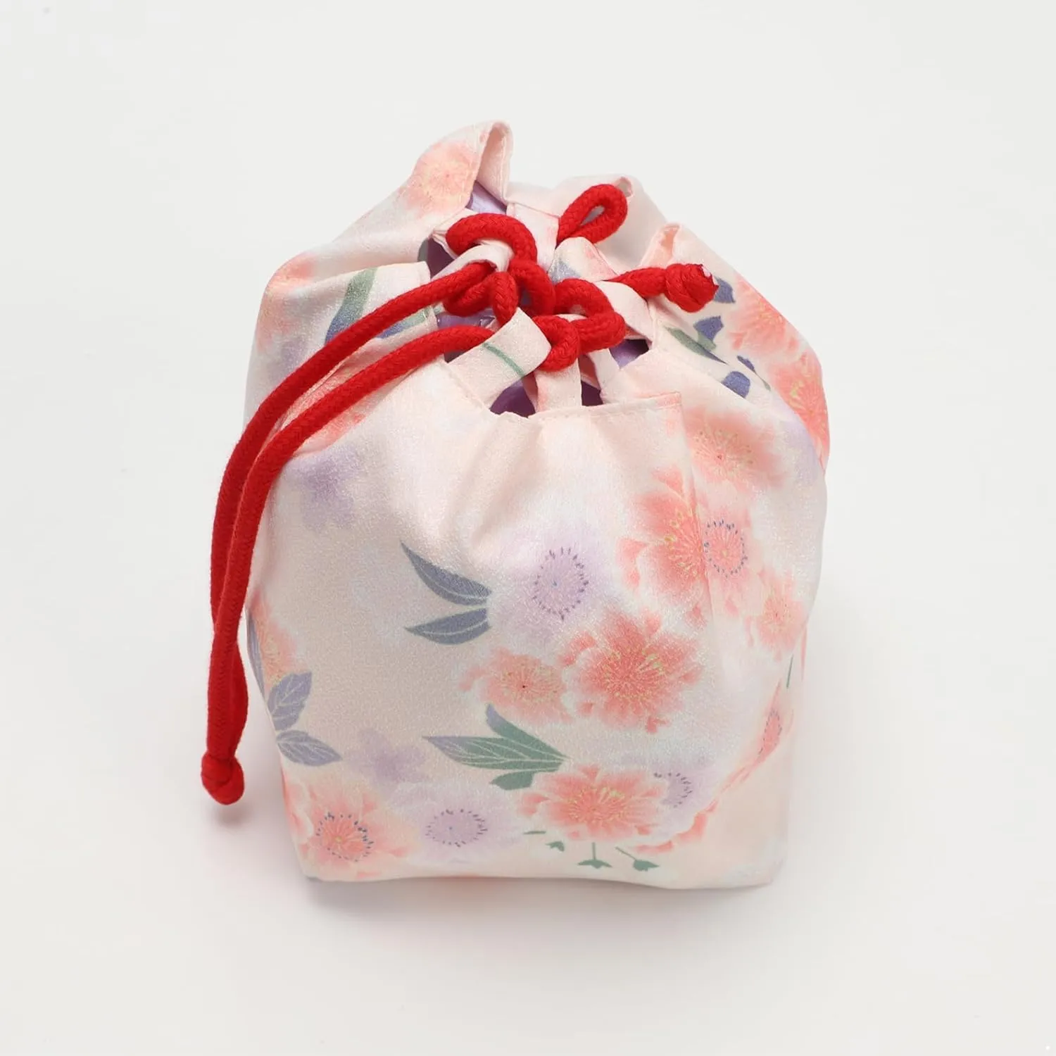 Japanese Style Bucket Handbag Wrist Bag Harajuku Floral Print Drawstring Bag Jewelry Bag Wallet Pouch