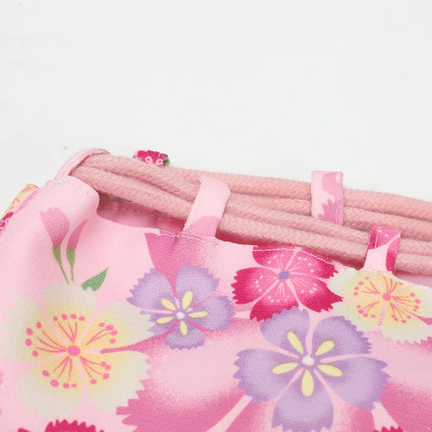 Japanese Style Bucket Handbag Wrist Bag Harajuku Floral Print Drawstring Bag Jewelry Bag Wallet Pouch