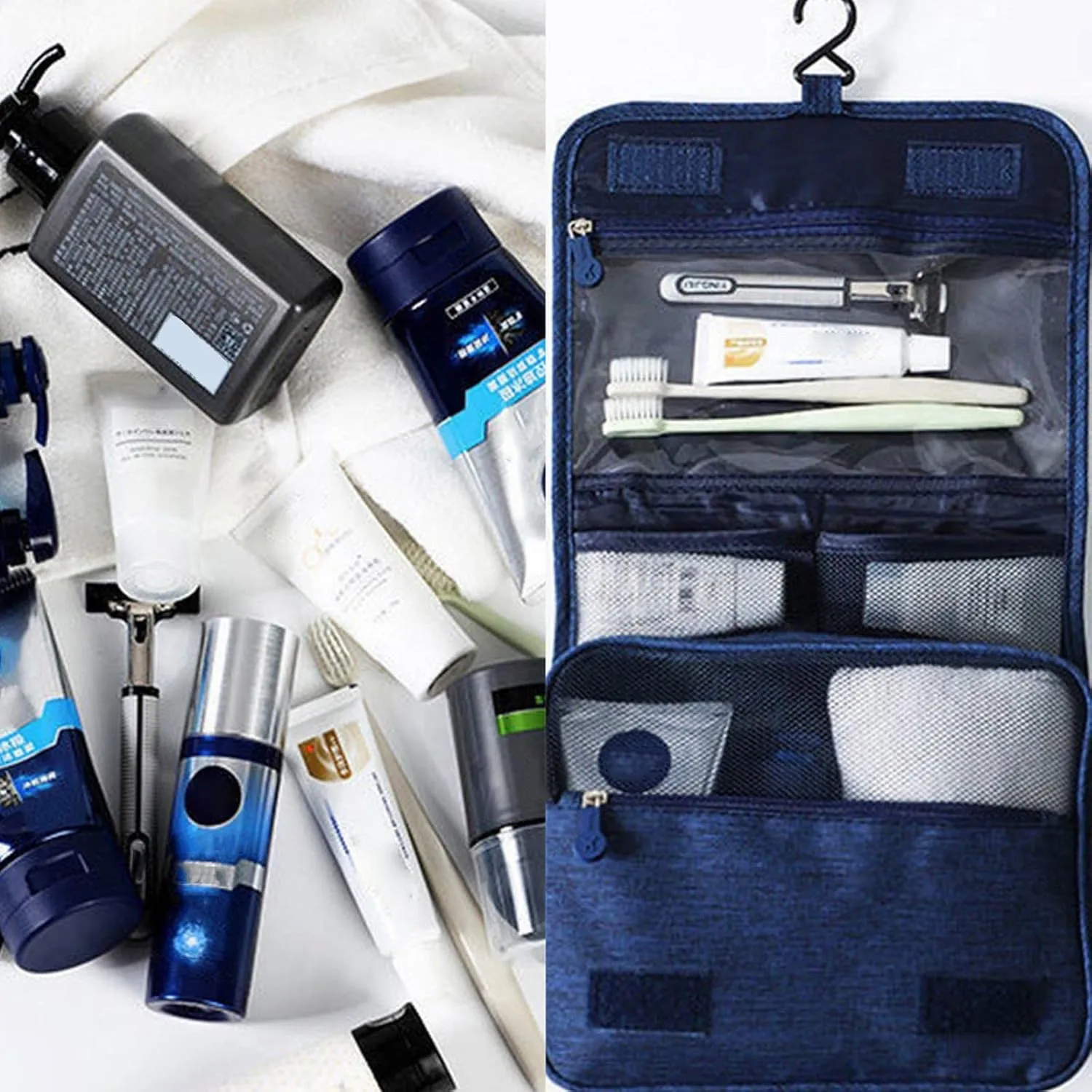 Jewelry Hooks for Hanging Travel Toiletries Bag Men's Business Trip Dry and Wet Separation Portable Toiletries Kit