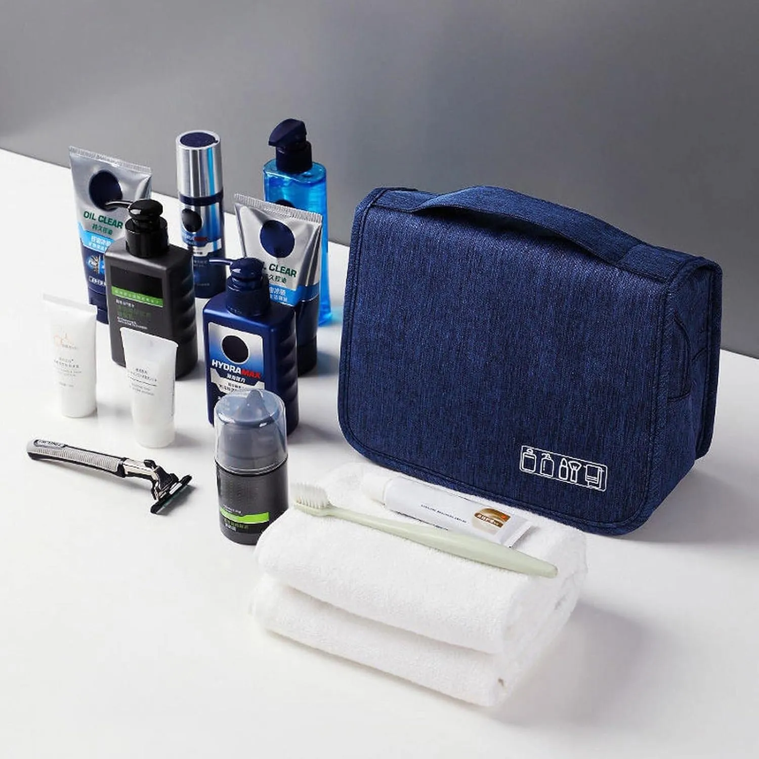 Jewelry Hooks for Hanging Travel Toiletries Bag Men's Business Trip Dry and Wet Separation Portable Toiletries Kit