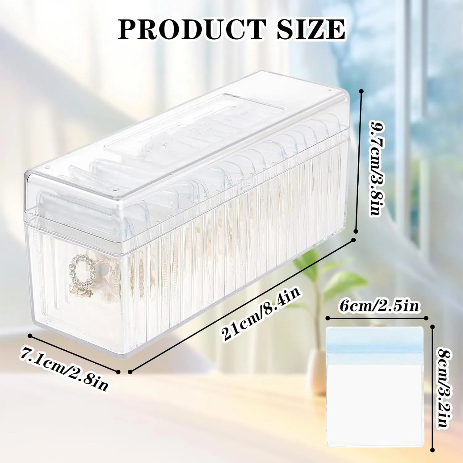 Jewelry Organizer Storage Transparent Poly Pouch, Transparent Travel Jewelry Box Organizer for Earrings Stud Rings Necklaces Bracelet, Large Clear Jewelry Organizer Bag Pouch- Blue Box
