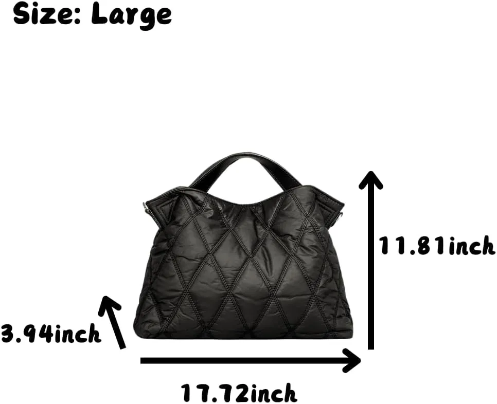 JHTPSLR Large Puffer Tote Bag for Women Quilted Puffer Handbags Puffy Tote Bags Shoulder Bags Trendy Bags 2025