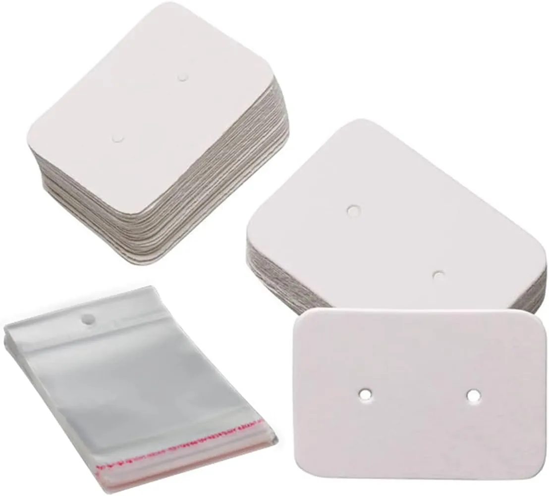 jweemax Necklace Display Card with Clear OPP Bag Earrings Ornament Storage Holder Cardboard for Jewelry Store.
