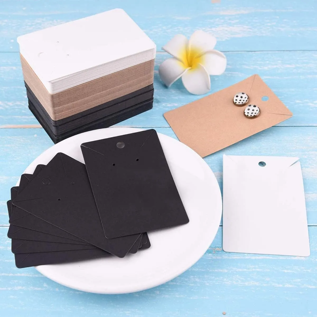 jweemax Necklace Display Card with Clear OPP Bag Earrings Ornament Storage Holder Cardboard for Jewelry Store.