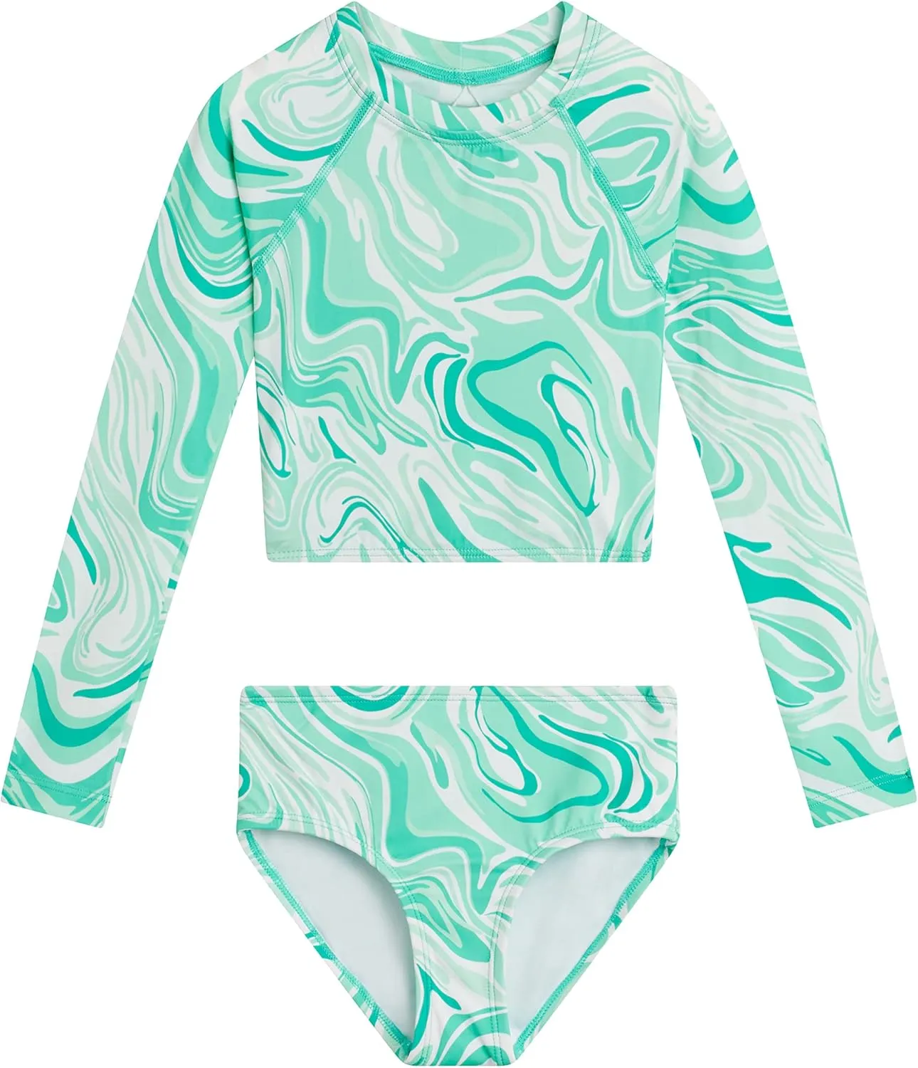 Kanu Surf Girls' Gigi Long Sleeve Rash Guard UPF 50 2-Piece Swim Set