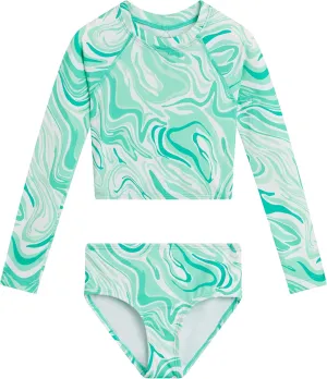 Kanu Surf Girls' Gigi Long Sleeve Rash Guard UPF 50 2-Piece Swim Set
