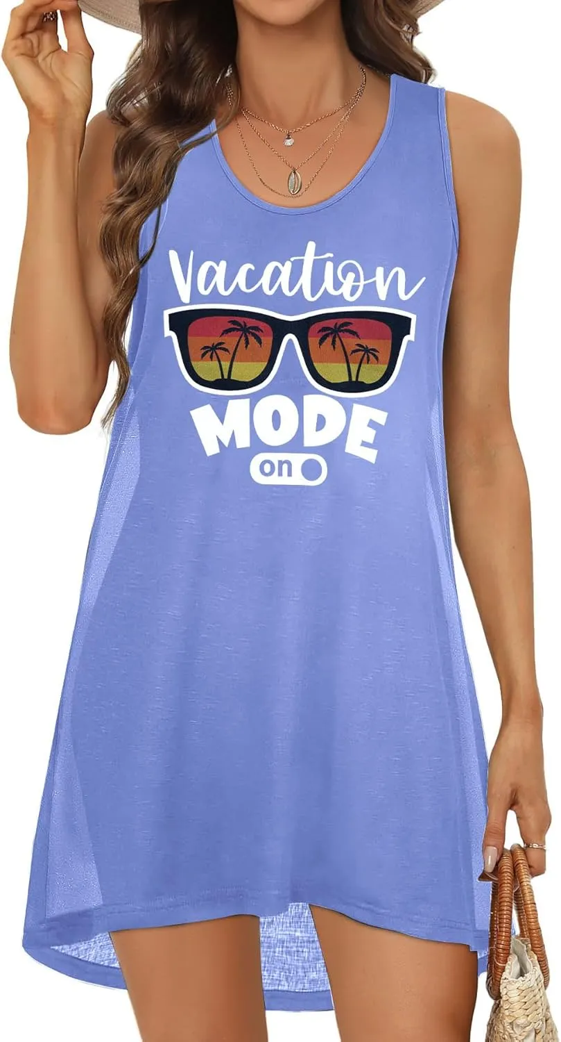 KIDDAD Womens Beach Cover Up Summer Dresses Swimwear Cruise Tank Sundress Beach Vacation Clothes Graphic Swimsuit Coverup