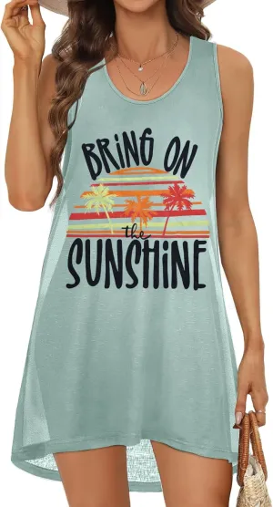 KIDDAD Womens Beach Cover Up Summer Dresses Swimwear Cruise Tank Sundress Beach Vacation Clothes Graphic Swimsuit Coverup