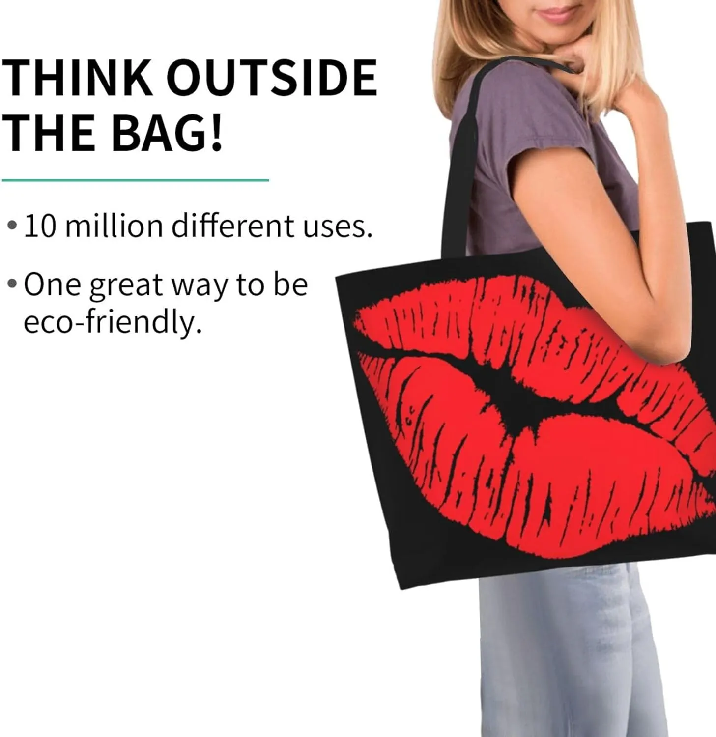 Kiss Kissing Lips Lipstick Lipgloss Women's Tote Bag Large Capacity Single Shoulder Bags Handbag for Shopping Work