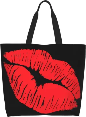 Kiss Kissing Lips Lipstick Lipgloss Women's Tote Bag Large Capacity Single Shoulder Bags Handbag for Shopping Work