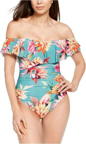 La Blanca Women's One Piece Swimsuit Off Shoulder Ruffle Bathing Suit