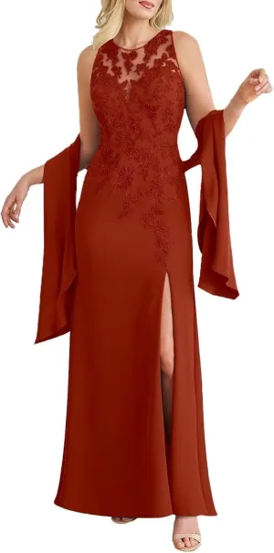 Lace Applique Beaded Mother of The Bride Dresses Guest Party Prom Dresses Evening Gowns 2 Piece Set