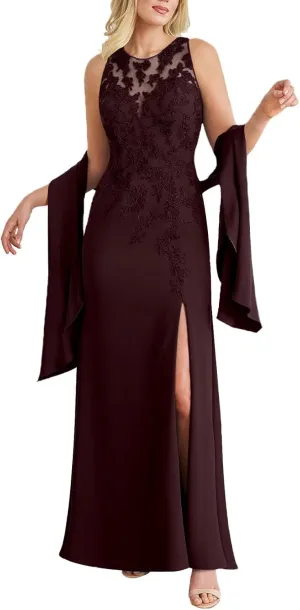 Lace Applique Beaded Mother of The Bride Dresses Guest Party Prom Dresses Evening Gowns 2 Piece Set