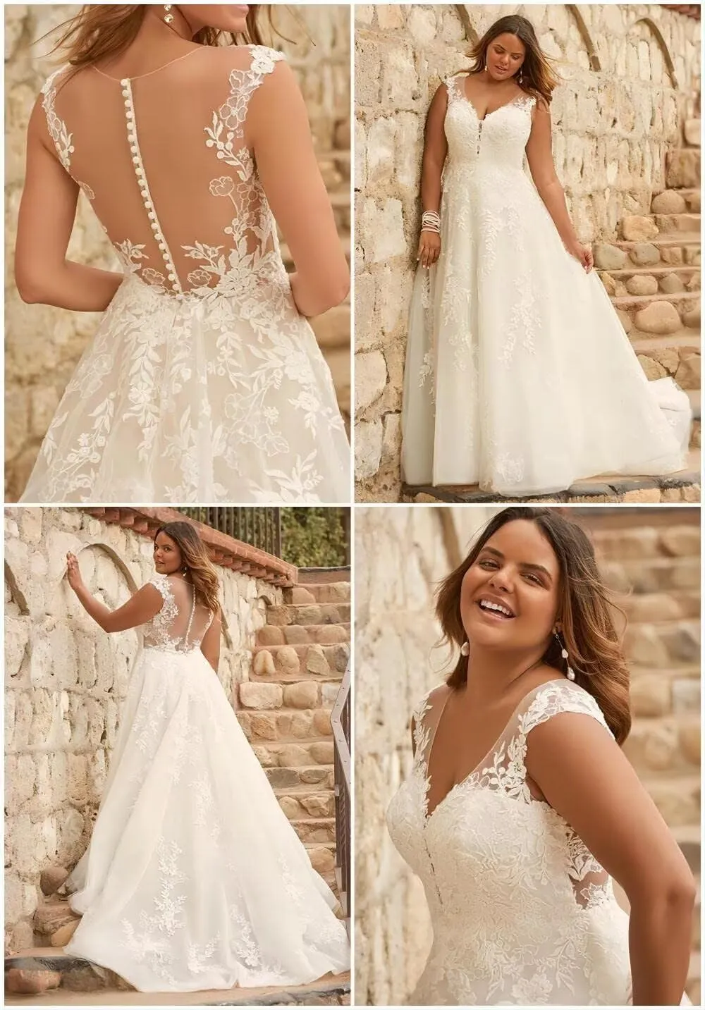 Lace Wedding Dresses for Bride 2024 Mermaid Long Sleeves Wedding Gowns Appliques Boho Beach Bridal Gowns with Train