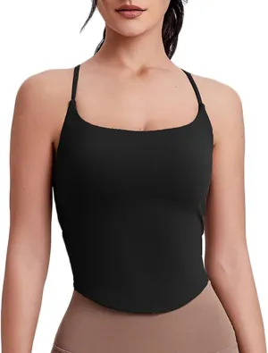 Ladies Tank Tops with Built in Bra Athletic Camisole Gym Workout Running Yoga Vest Tops for Women