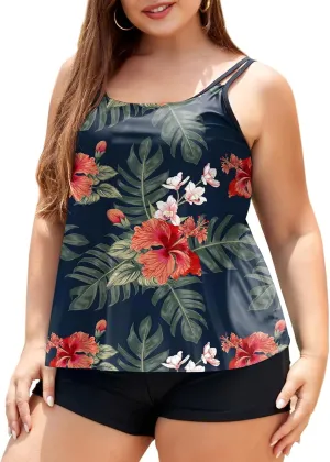 LALAGEN Womens Plus Size Tankini Swimsuit Two Piece Bathing Suits Swim Tank Top with Boy Short