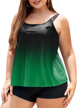 LALAGEN Womens Plus Size Tankini Swimsuit Two Piece Bathing Suits Swim Tank Top with Boy Short
