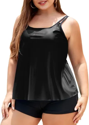 LALAGEN Womens Plus Size Tankini Swimsuit Two Piece Bathing Suits Swim Tank Top with Boy Short