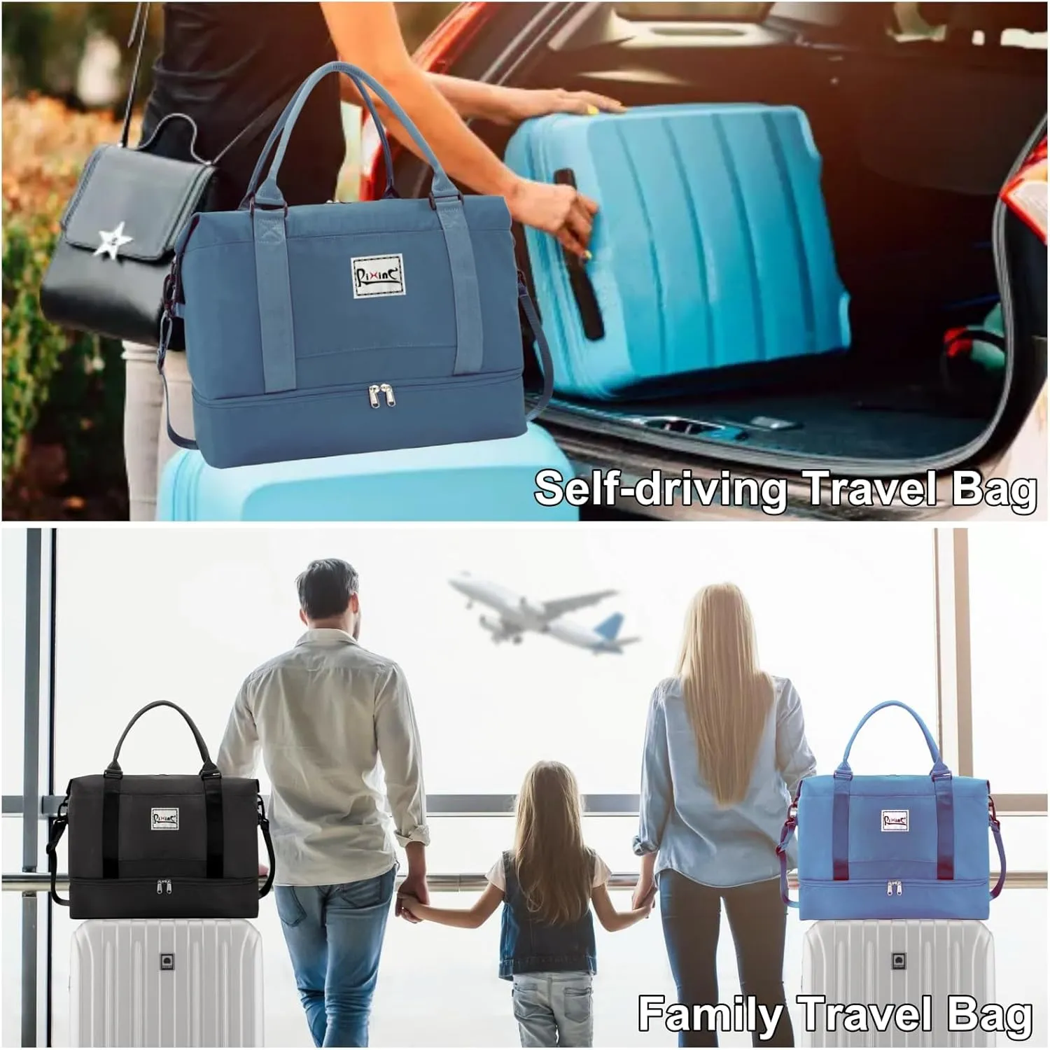 Large Travel Duffle Bag Weekender Bags for Women with Shoes Compartment, Travel Duffel Tote Carry on Overnight Bag for Travel Business Trips, Sport Yoga Gym Bag with Wet Pocket (Peacock Blue)