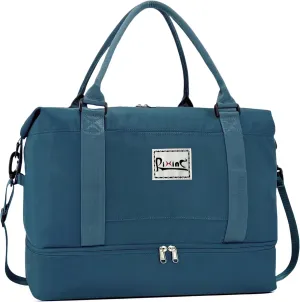 Large Travel Duffle Bag Weekender Bags for Women with Shoes Compartment, Travel Duffel Tote Carry on Overnight Bag for Travel Business Trips, Sport Yoga Gym Bag with Wet Pocket (Peacock Blue)