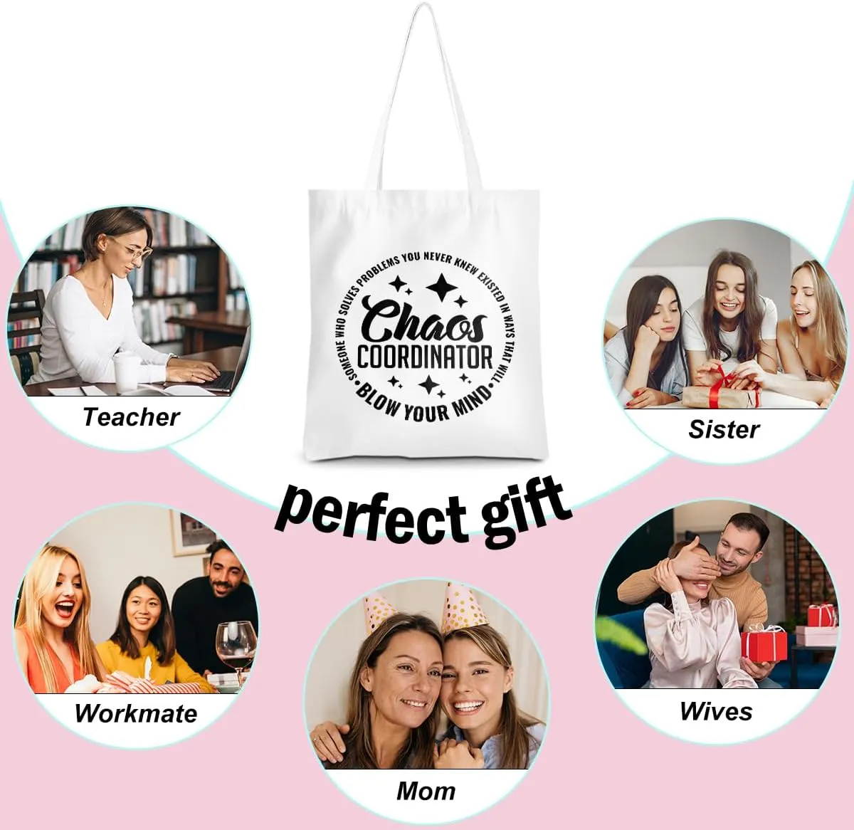 Leadership Boss Lady Chaos Coordinator Librarian Dance Teacher Supervisor Appreciation Gifts Tote Bag Reusable Grocery Bags