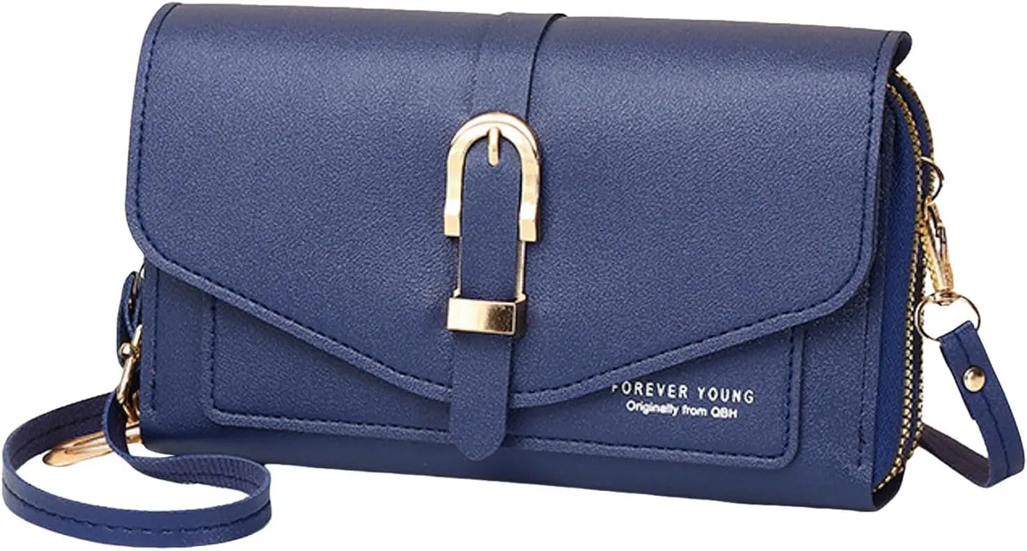 Leather Handbags Fashion Classic Women's Mobile Phone Bag Button Hood One Shoulder Double Layer Wallet Crossbody