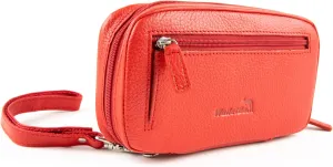 Leather Travel Jewelry Case with Wristlet Red