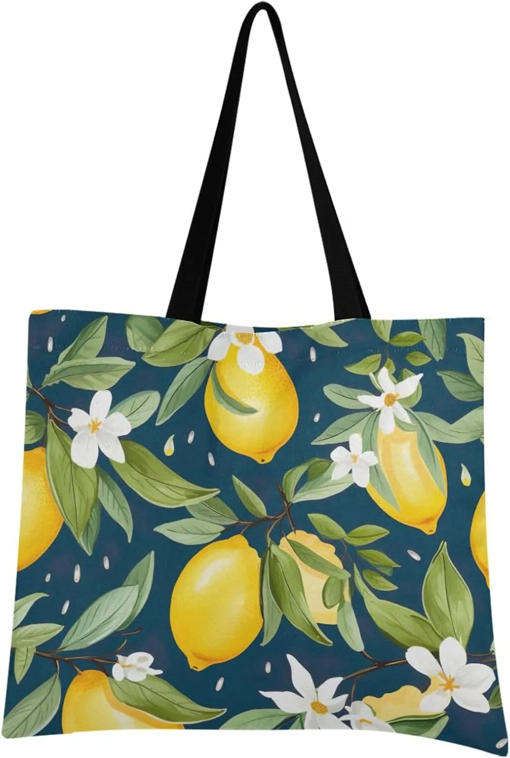 Lemon Summer Tote Bag for Women Canvas Shoulder Handbags Reusable Grocery Bags Large Purse with Inner Pocket 214a9446