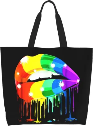 LGBT Pride Rainbow Gay allyship Heart Women's Tote Bag Large Capacity Single Shoulder Bags Handbag for Shopping Work