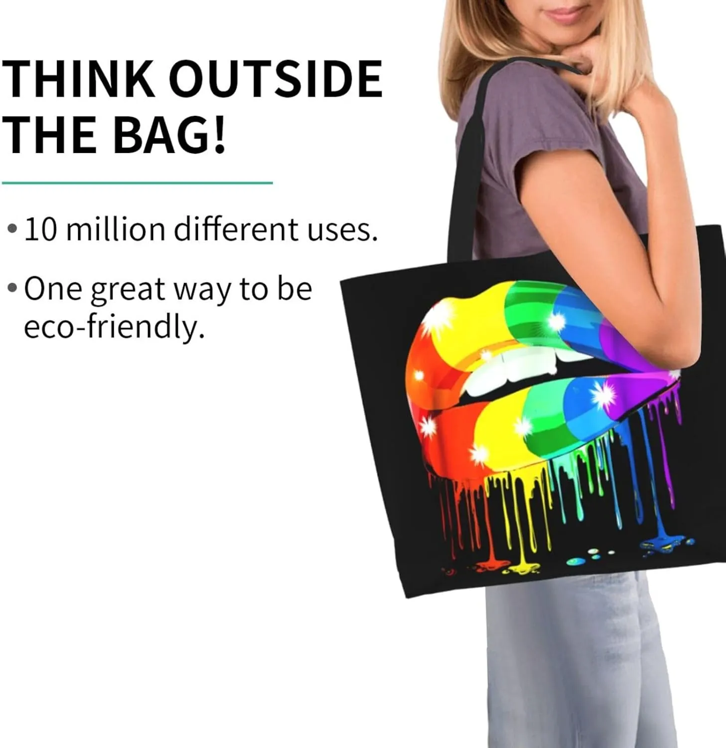 LGBT Pride Rainbow Gay allyship Heart Women's Tote Bag Large Capacity Single Shoulder Bags Handbag for Shopping Work