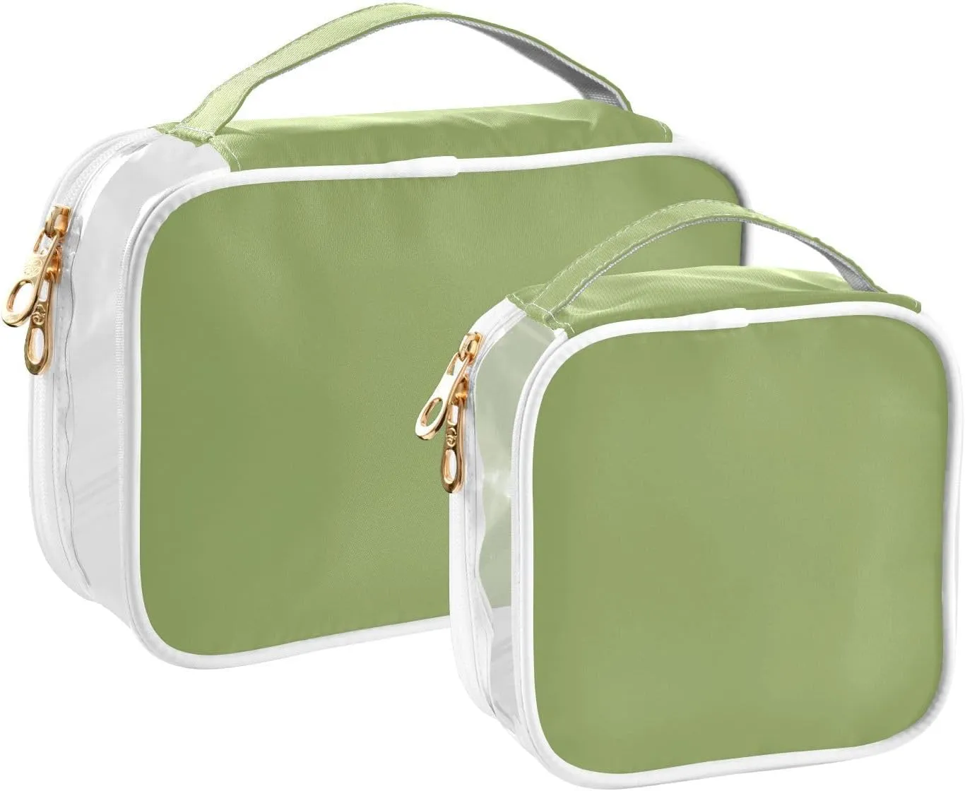 Light Green Clear Makeup Bags TSA Approved Toiletry Bag for Women Men Cosmetic Bags with Zipper Carry On Airport Airline Compliant Bag Quart Size PVC Travel Bags for Toiletries Bathroom, 2 Pack