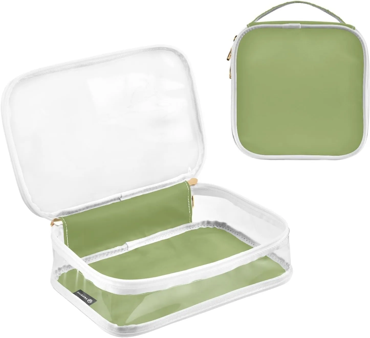 Light Green Clear Makeup Bags TSA Approved Toiletry Bag for Women Men Cosmetic Bags with Zipper Carry On Airport Airline Compliant Bag Quart Size PVC Travel Bags for Toiletries Bathroom, 2 Pack