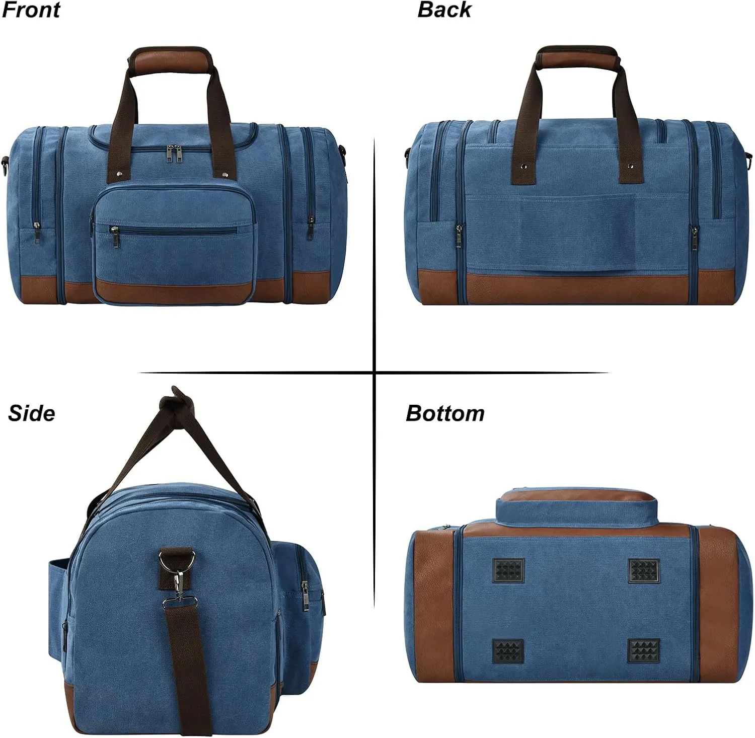 Litvyak Duffle Bag for Travel, 50L Canvas Travel Duffel Bags Overnight Weekend Gym Carry On Luggage Bag for Men & Womenn(Blue Toiletry Bag)