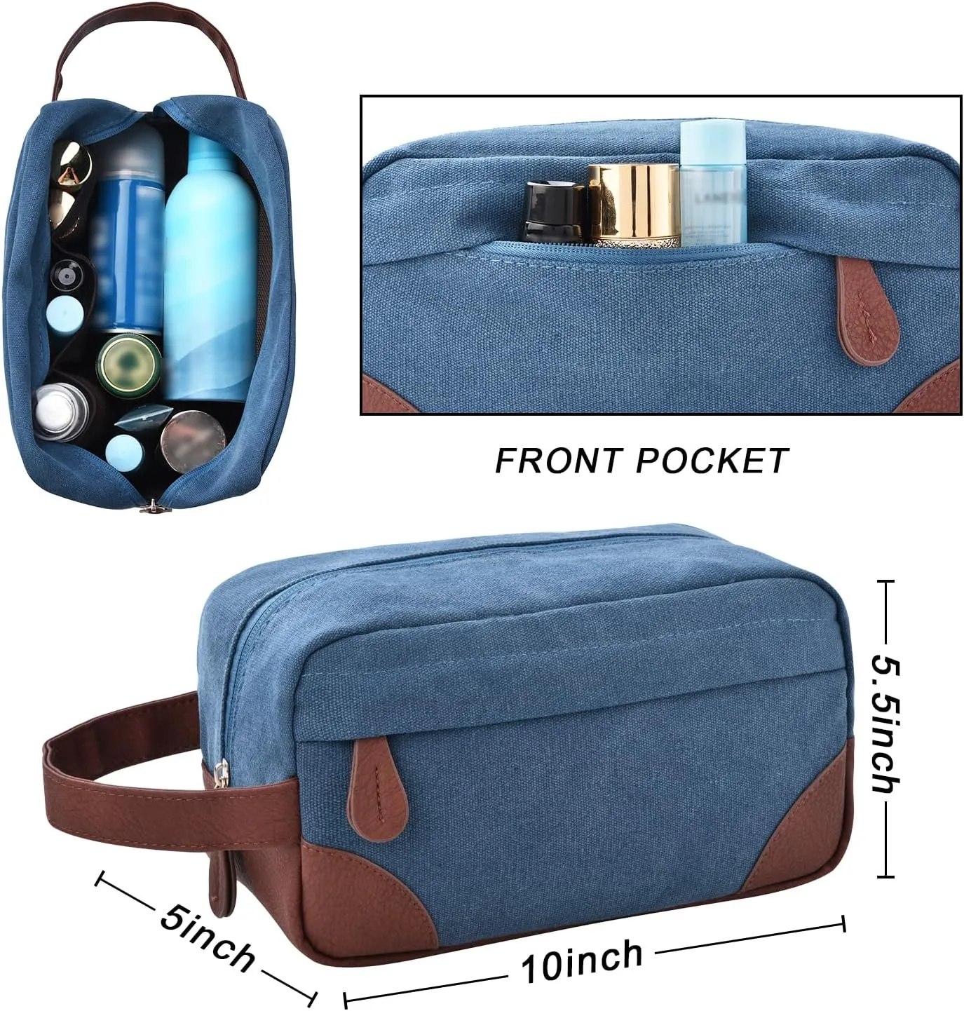 Litvyak Duffle Bag for Travel, 50L Canvas Travel Duffel Bags Overnight Weekend Gym Carry On Luggage Bag for Men & Womenn(Blue Toiletry Bag)