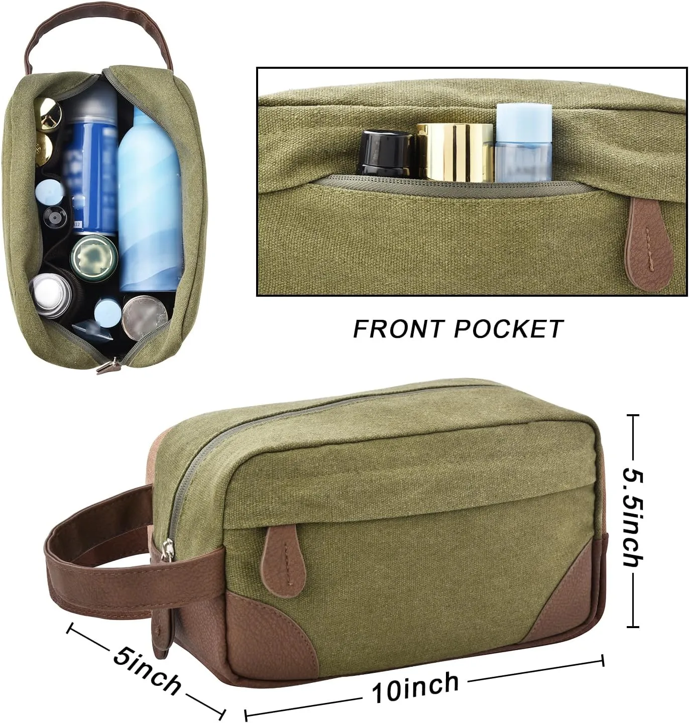 Litvyak Duffle Bag for Travel, Canvas Travel Duffel Bags Overnight Weekend Gym Carry On Luggage Bag for Men & Women (Army Green Toiletry Bag, 50L)