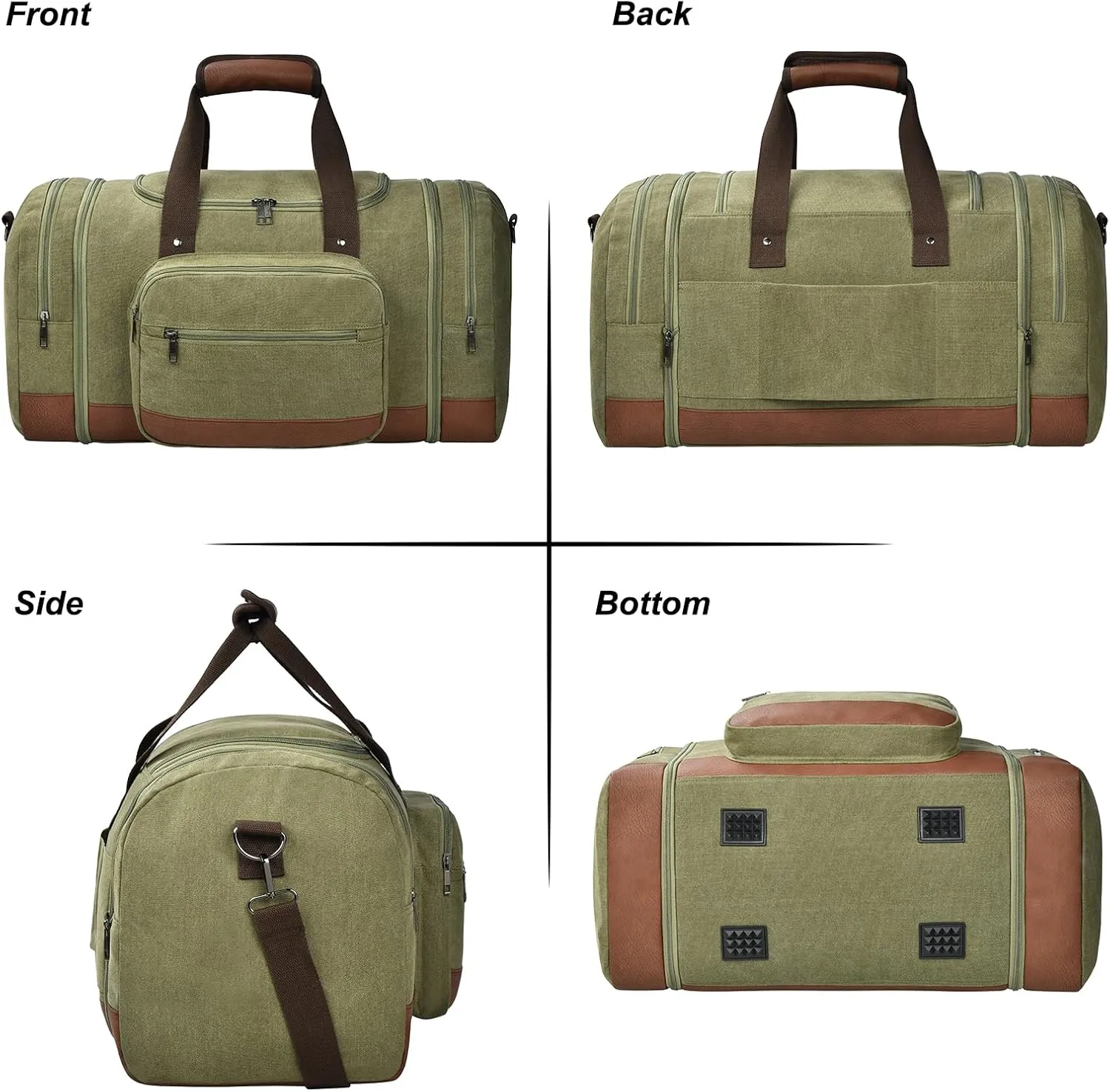 Litvyak Duffle Bag for Travel, Canvas Travel Duffel Bags Overnight Weekend Gym Carry On Luggage Bag for Men & Women (Army Green Toiletry Bag, 50L)