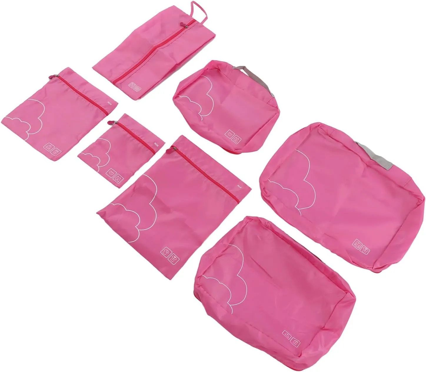 Luggage Packing Bags Waterproof Polyester Travel Packing Cubes for Business Trip (Rose Red)