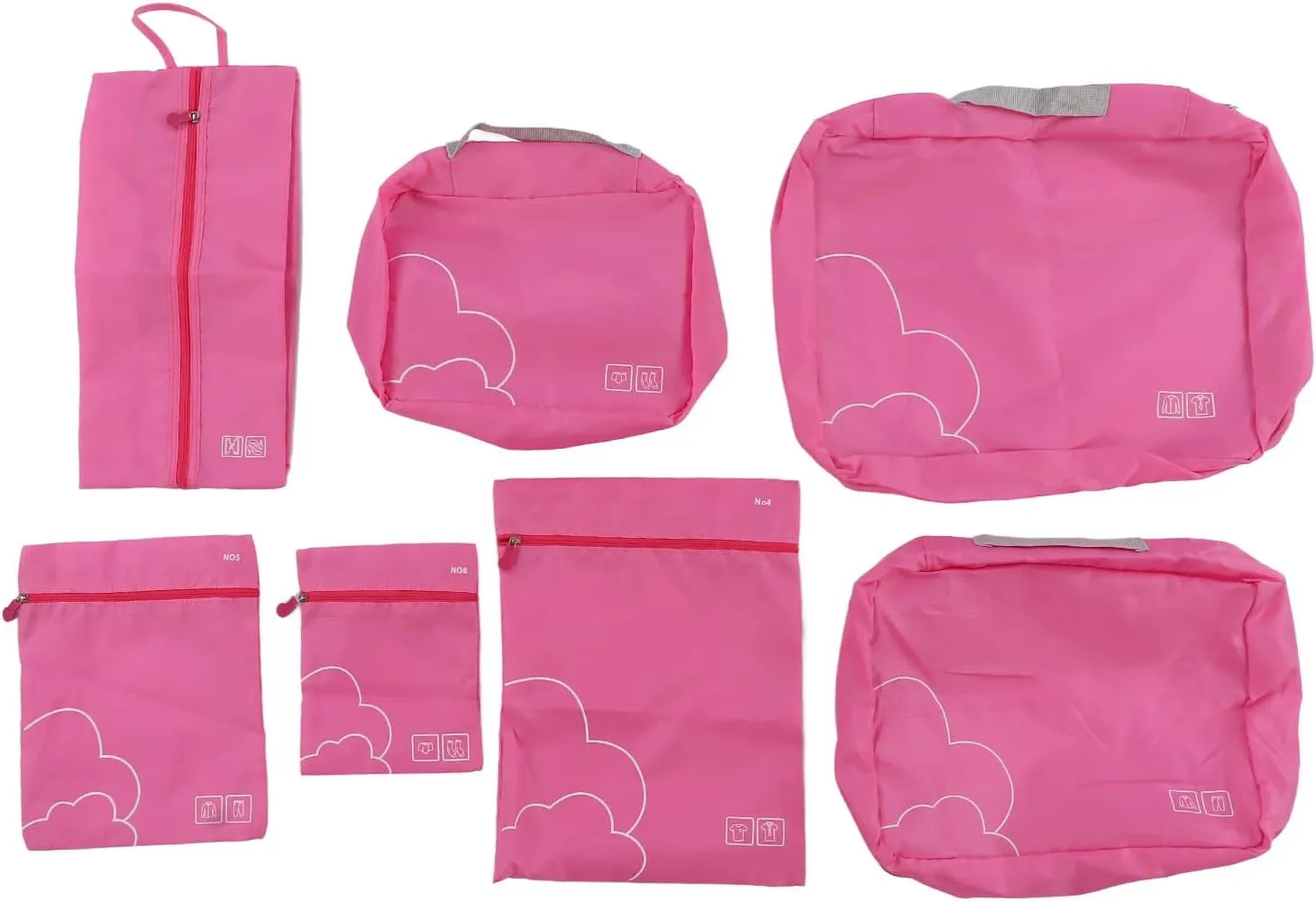 Luggage Packing Bags Waterproof Polyester Travel Packing Cubes for Business Trip (Rose Red)